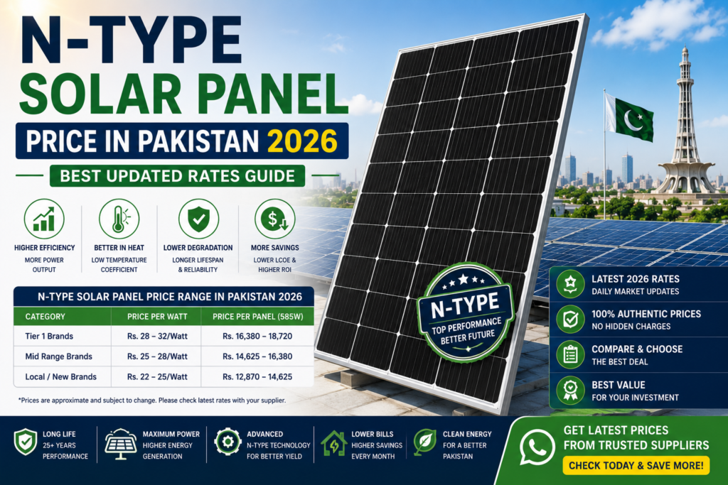 N-Type Solar Panel Price in Pakistan 2026 – Best Updated Rates Guide