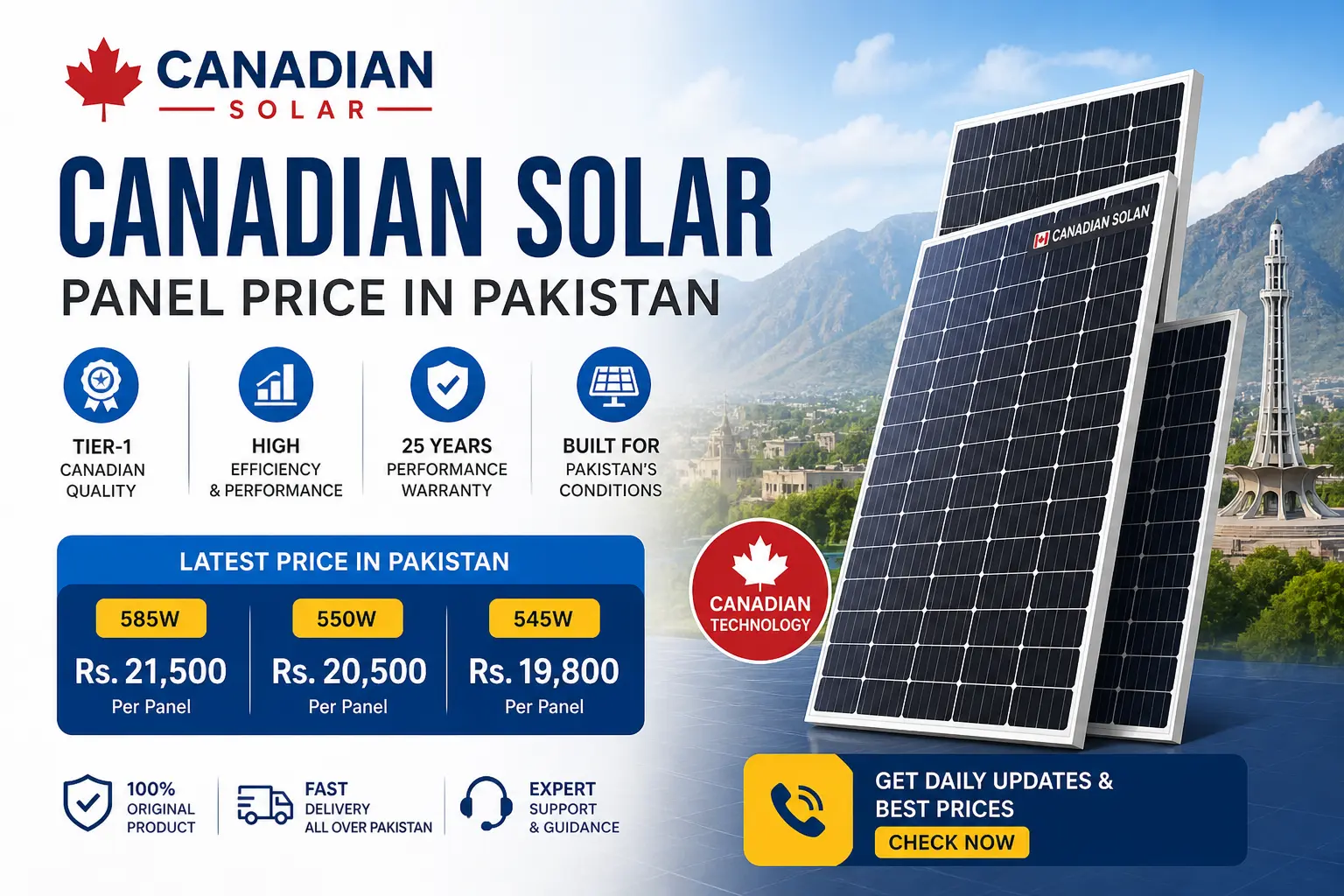 canadian solar panels price in pakistan 585 watt topcon